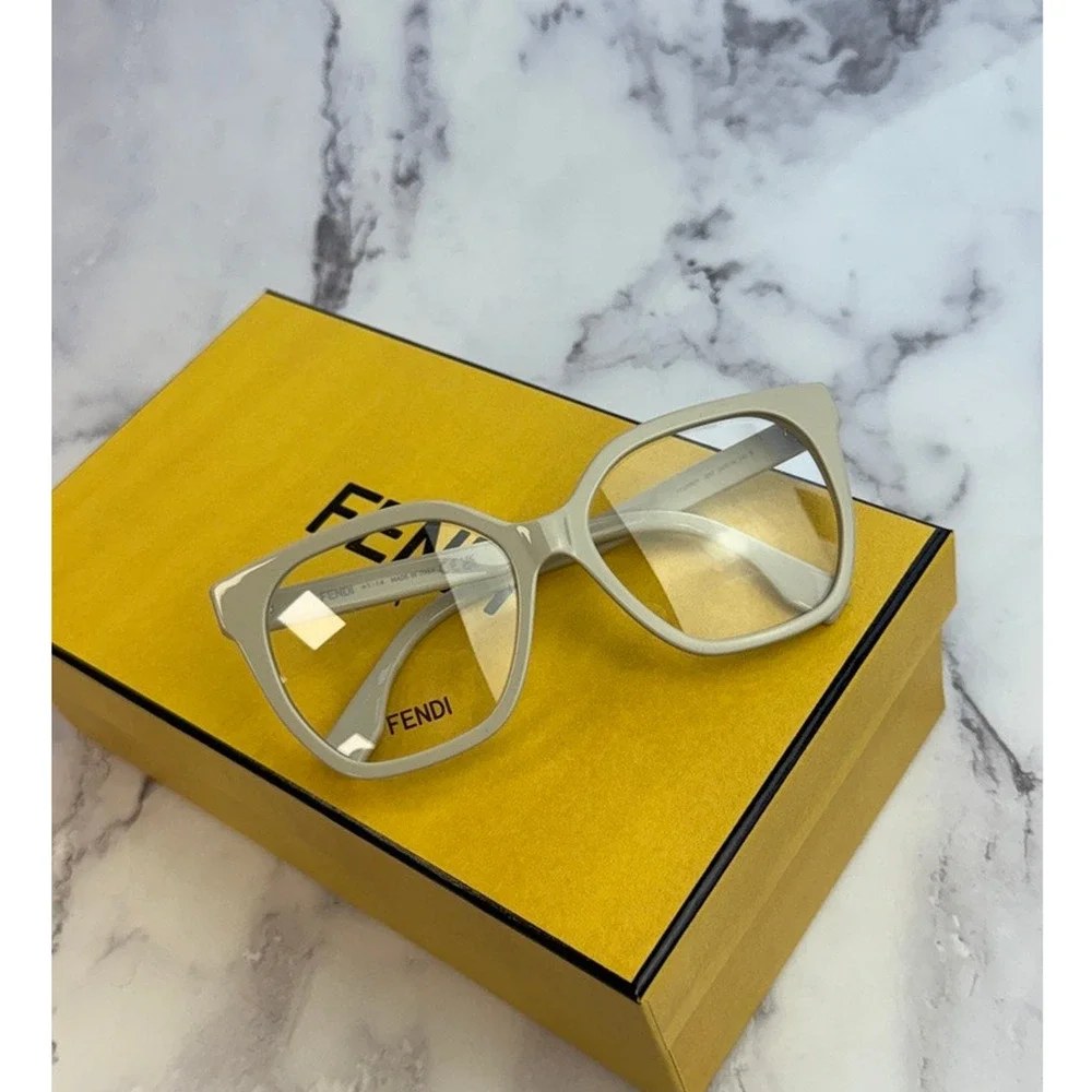 NEW Fendi FE50087I Bone White Oversized Square Eyeglasses Frames